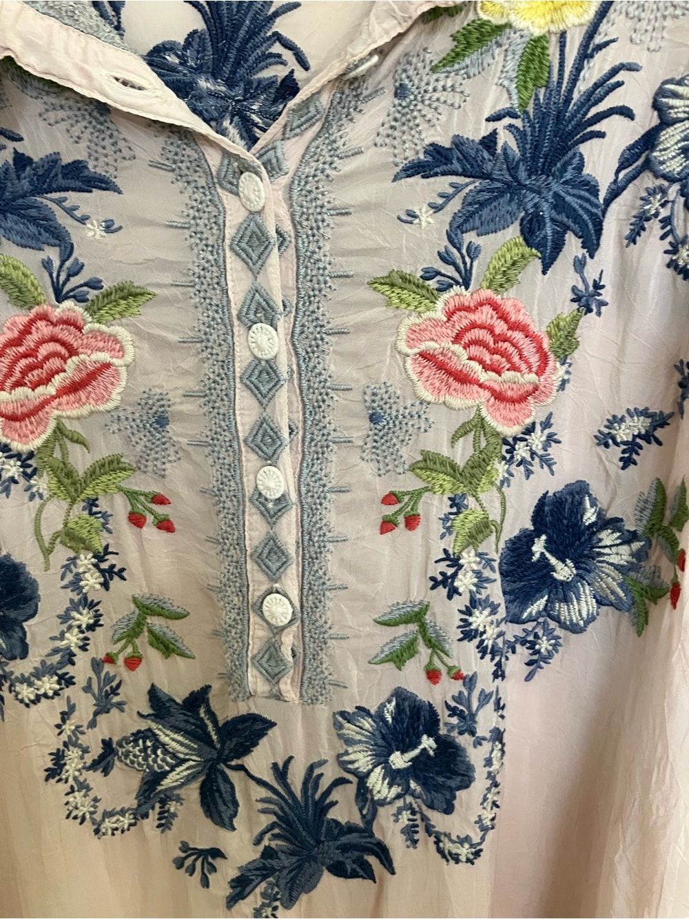 Johnny Was Blush Embroidered Floral Tunic - Picture 5 of 9